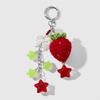 Adorable Crochet Berry Keychain With Bows Bag Accessory Bag Pendant Decors Bag Charm Fashion Keyring For Gifting