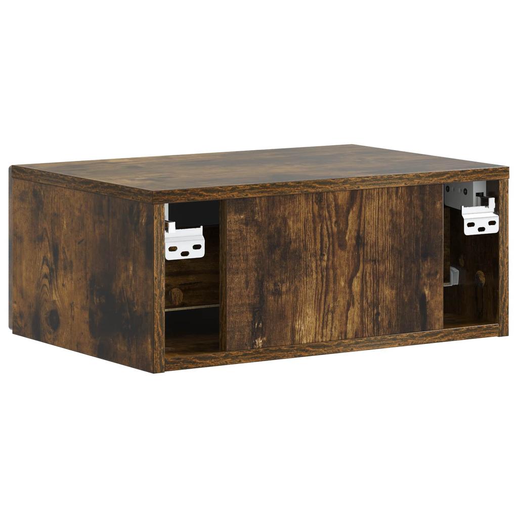 Wall Mounted Nightstand Smoked Oak 49 x 34.5 x 20 cm