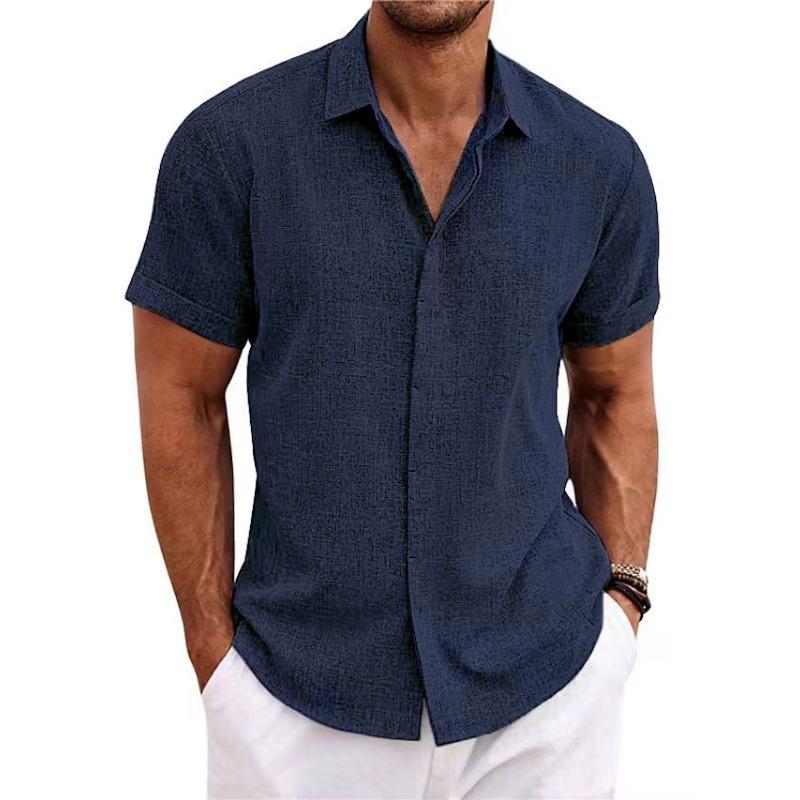 Casual Loose Solid Color Top Men's Short Sleeved Shirts