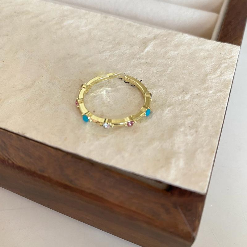 Капающее масло циркон цветок квадратное кольцо с открытием свежий и милый нишевый модный универсальный ювелирный аксессуар