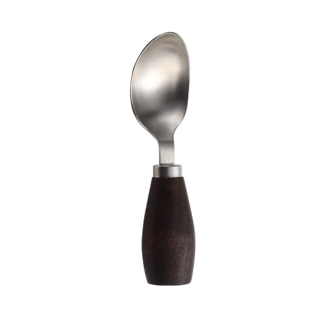 304 Stainless Steel Wooden Handle Spoon Standing Wood Handle Fork New Kids Soup Spoon Kitchen Tool