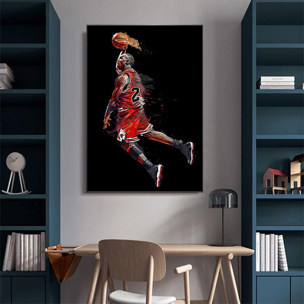 Basketball-Promi-Wandmalereien, Poster, Dunking-Wandmalereien, moderne Heimdekoration, Ölgemälde, Drucke
