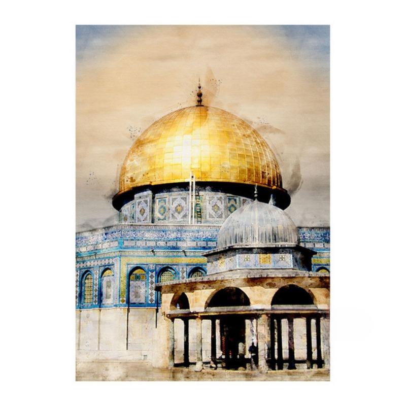 

Ретро исламская каллиграфия Аллаху Акбар Кааба Священное место Мечеть Искусство Плакаты Картина на холсте Настенная печать Картины Комната Домашний декор 30X45cm Unframed