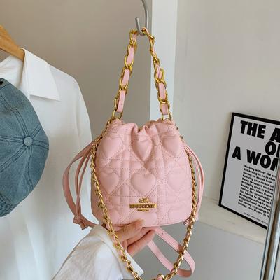 Tasche Damen Neue Mode Strukturierte Kette Umhängetasche Eimertasche Lässige Schulter Damenhandtasche