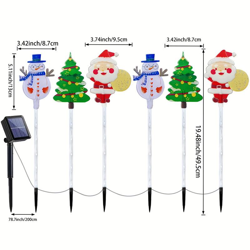 Solar Santa Claus Christmas Tree Elk 6 In 1 Lawn Lights Outdoor Garden Solar Lawn Lights For Lawn Yard Christmas Decorations
