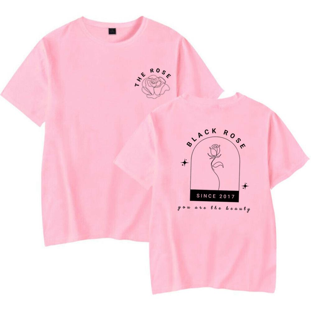 Das Rose 2-seitig bedruckte T-Shirt Kpop Konzert Merch K-Pop Shirt Koreanisches Rock T-Shirt K-Rock T-Shirt Schwarze Rose Kurze Ärmel Top