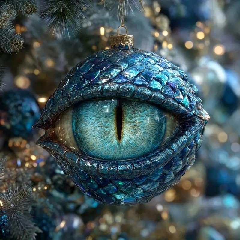 2D Dragon Eye Flat Ornament For Christmas Tree Dragon'S Eye Fantasy Round Holiday Decoration Gothic Xmas Gifts For Women Men