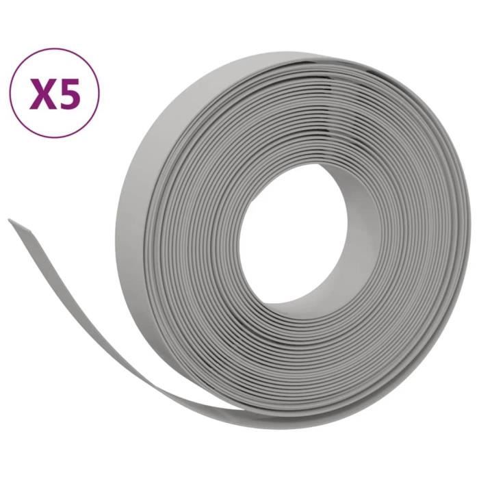 VidaXL Bordures de jardin 5 pcs gris 10 m 10 cm polyéthylène 3155431