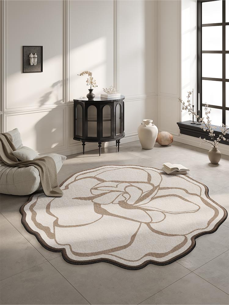 French Retro Carpets for Living Room Irregular Flower Shape Cloakroom Rug Luxury Bedroom Decor Carpet Home Washable Non-slip Mat