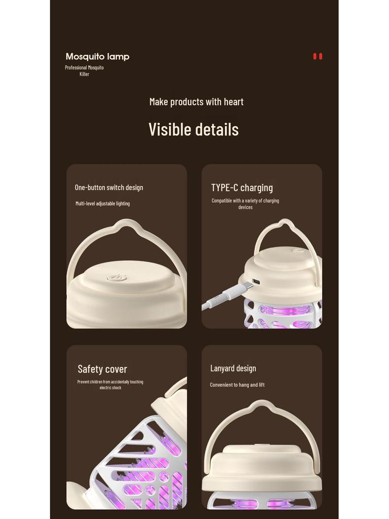 Outdoor USB Electric Mosquito Killer Lamp - Portable Shock Trap for Home & Dorms