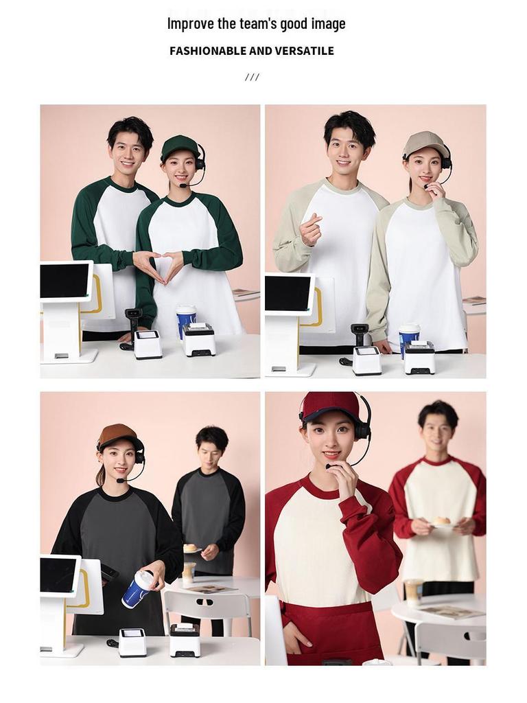 Pure Cotton Long Sleeve Staff Uniform Sweatshirt for School and Catering Services