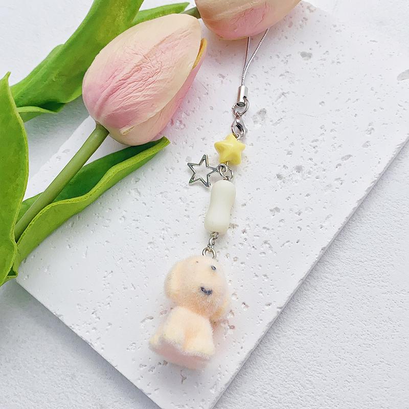 

Lovely Puppy Keychains Cartoon Kawaii Flocking Dog Pendant Mobile Phone Anti Loss Lanyard Backpack Decoration Accessories Gifts