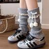 Boots Still Cotton Socks Cover Flanging Ball Bow Stacking Socks Lolita Girl Lace Coffee Calf Cover