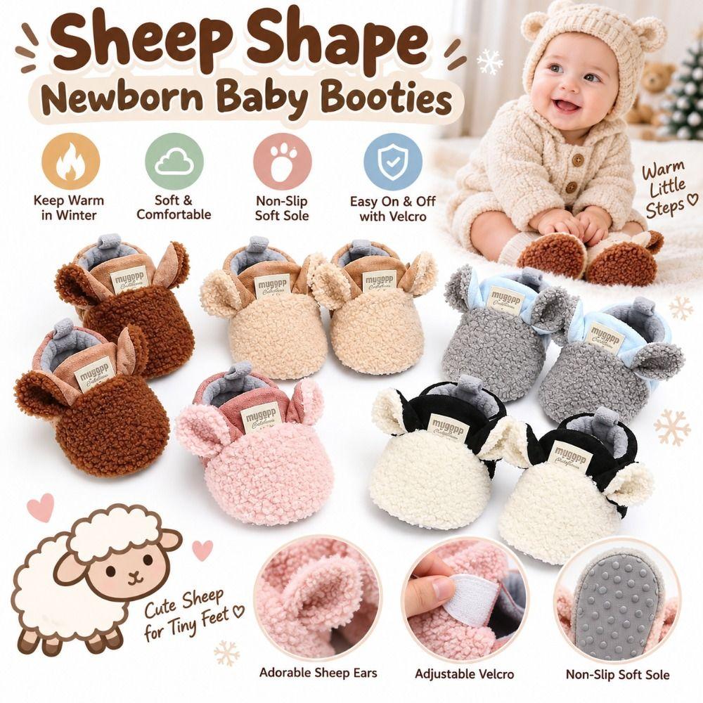Soft Baby Crib Shoes Non-Slip Sole Baby Walking Shoes Cartoon Newborn Baby Booties Winter