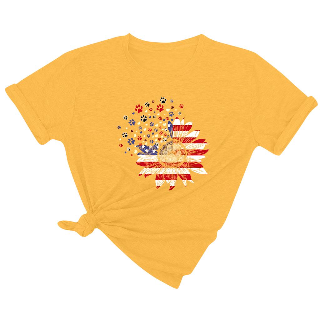 Camiseta de manga corta con cuello redondo y estampado informal a la moda para mujer