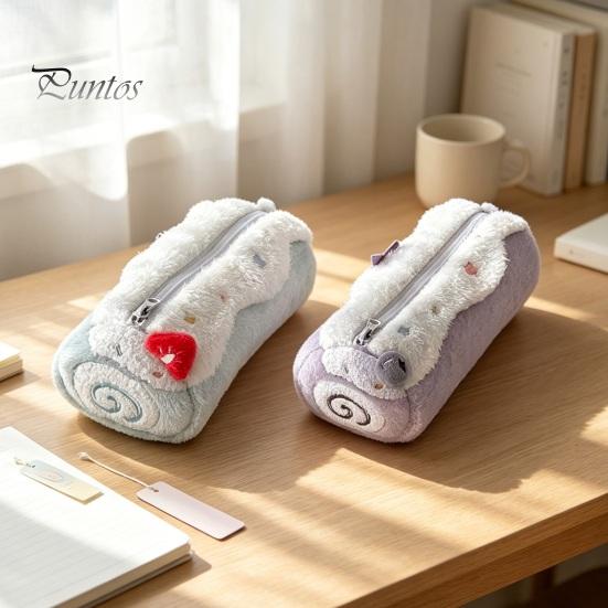 Cute Dessert Shaped Pouch Cake Roll Pencil Case, Plush Makeup Bag, Large Capacity Pen Fluffy Skin-friendly Pouch, Soft Stationery Bag for Girls,