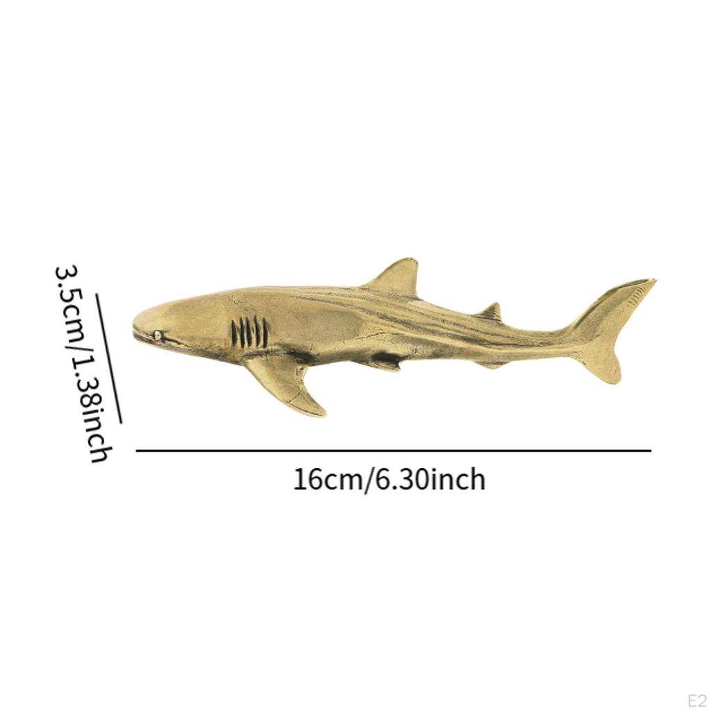 Brass Shark Sculpture Megamouth Unique Lifelike Home Decor Miniature for Centerpiece Tea House