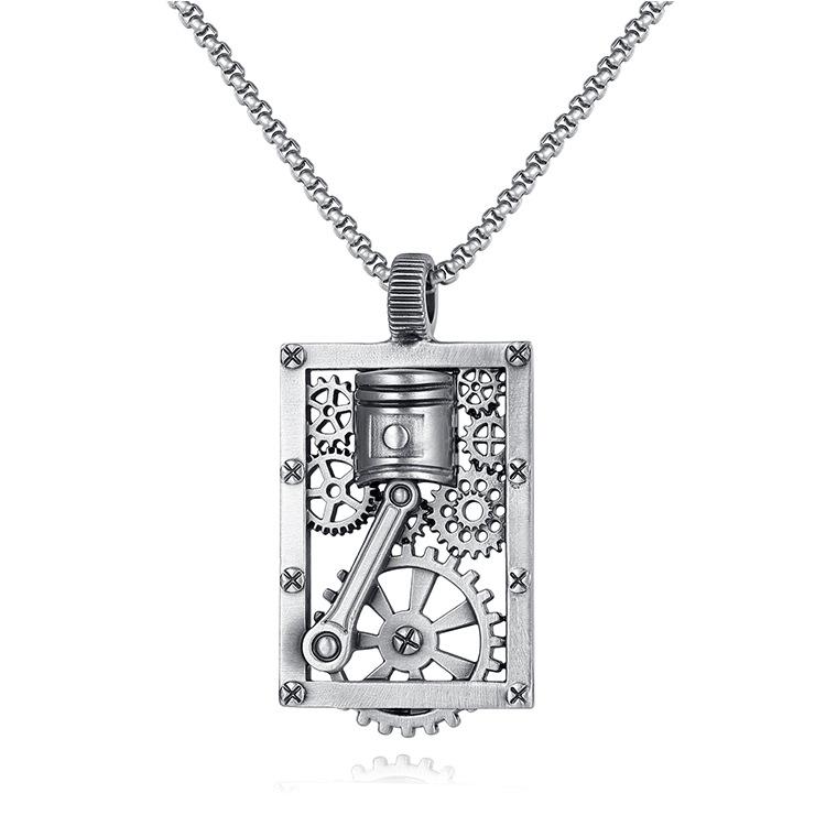 

Hollow Square Gear Piston Cyberpunk Pendant Men s Hip Hop Necklace