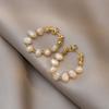 1 Pair Hoop Earrings Baroque Faux Pearls Decor Korean Style Design Earrings Jewelry Gift Fashion Accessories