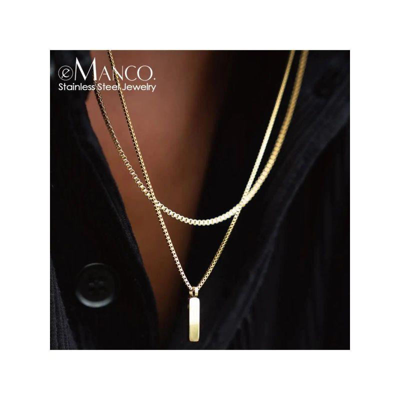 Emanco Best Seller In Europe and America Men's Fashion Niche Style Minimalist Box Chain Necklace Men Stylish Accessible Luxury Stainless Steel