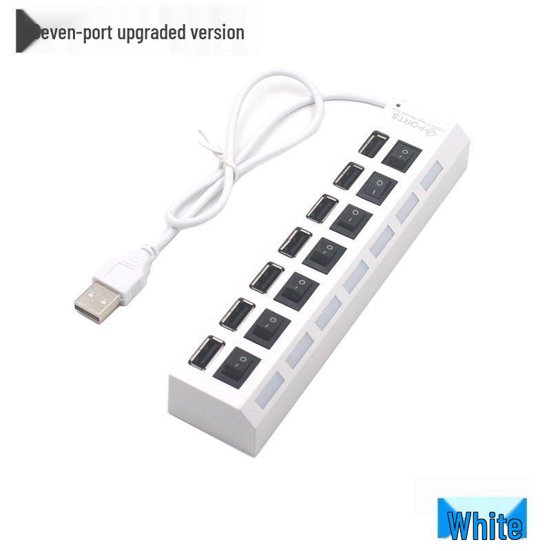 7-Port USB 2.0/3.0 Hub with Light Strip and Flash Drive Expansion