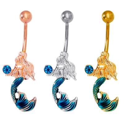 The New Dripping Oil Inlaid ,The Mermaid Belly -Navel Buckle Pendant Puncture Jewelry