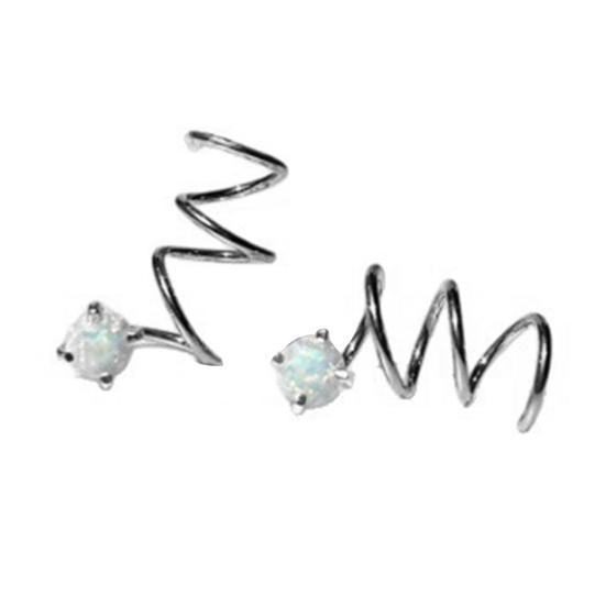 Серьги-кольца спиральные скрученные женские серьги-кольца спираль для хряща обманка без задника минималистичные скрученные дуги для многопирсинга серебряный