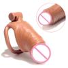 Super Simulated Male Penis Chastity Device Flesh Sissy Cock Cage Penis Sleeve Rings Sex Toys For Men Dick Prevent Erection Lock