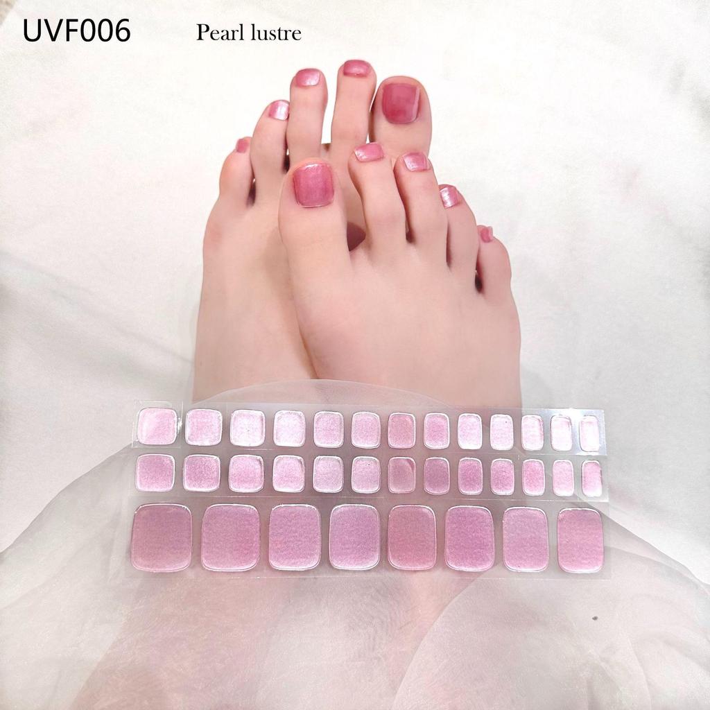 Gel Toe Nail Art Stickers - Semi-Cured UV Lamp Foot Nail Polish Stickers