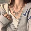 Double Stacked Love Butterfly Chain Necklace Ins Hip Hop Cold Wind Personality Collarbone Chain