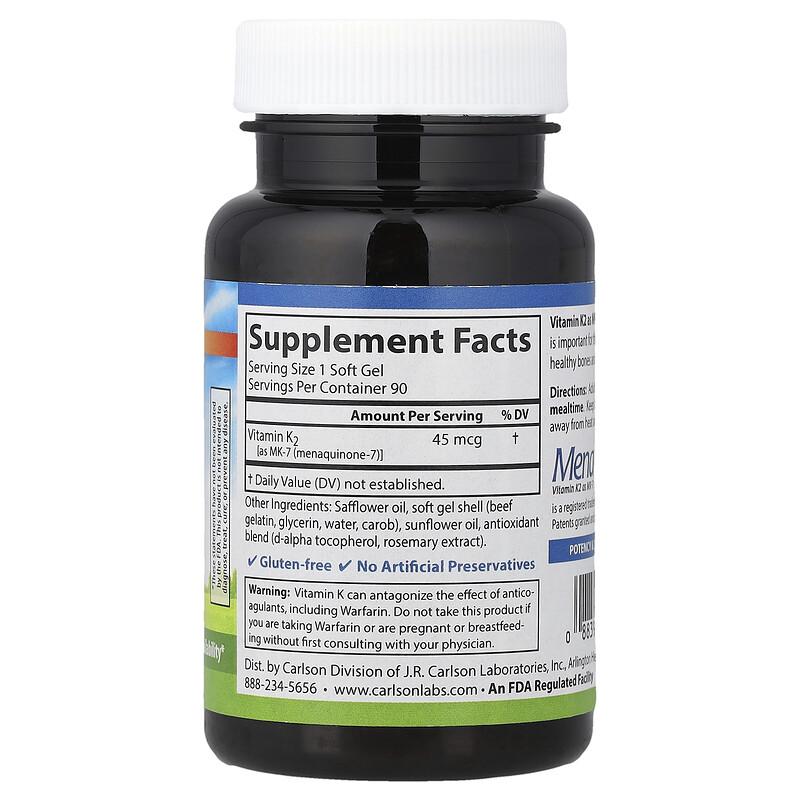 Vitamin K2, 45 Mcg, 90 Soft Gels