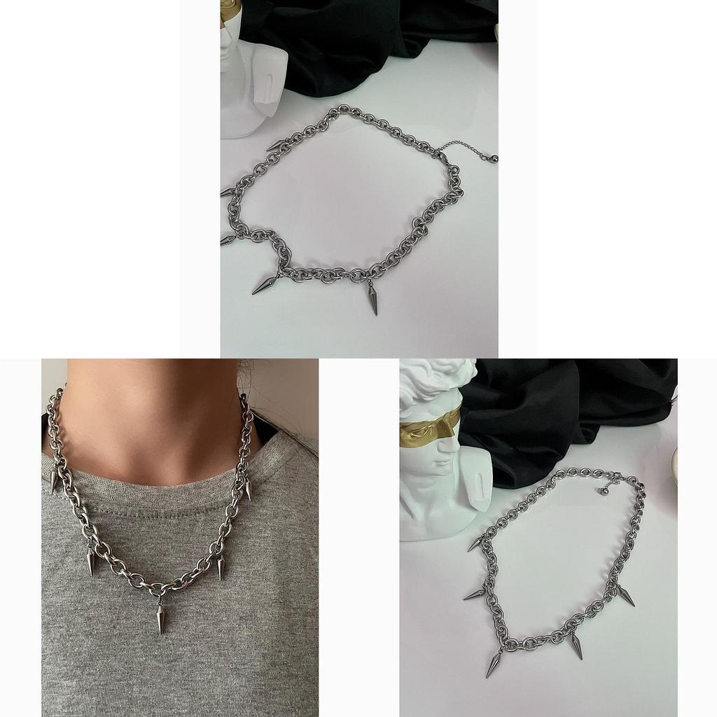 Titanium Steel Tassel Rivet Necklace For Men And Women Punk Style Geometric Design