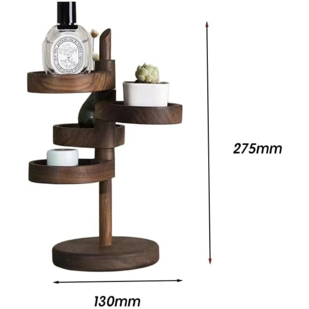 

Spiral Display Stand - Multi-Tier Rotating Shelves Organizer, Decorative Wooden Jewelry Storage with 4 Adjustable 360° Shelves, Space-Saving Design