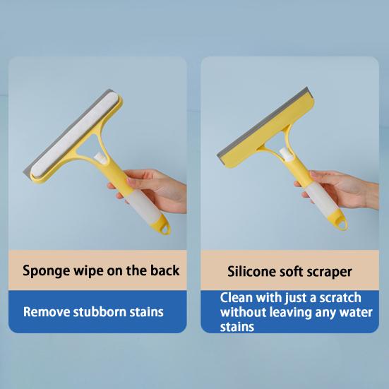 Glass Scraper with Integrated Spray Bottle 3-in-1 System Rubber Spatula Glass Scraper Household Cleaning Tool