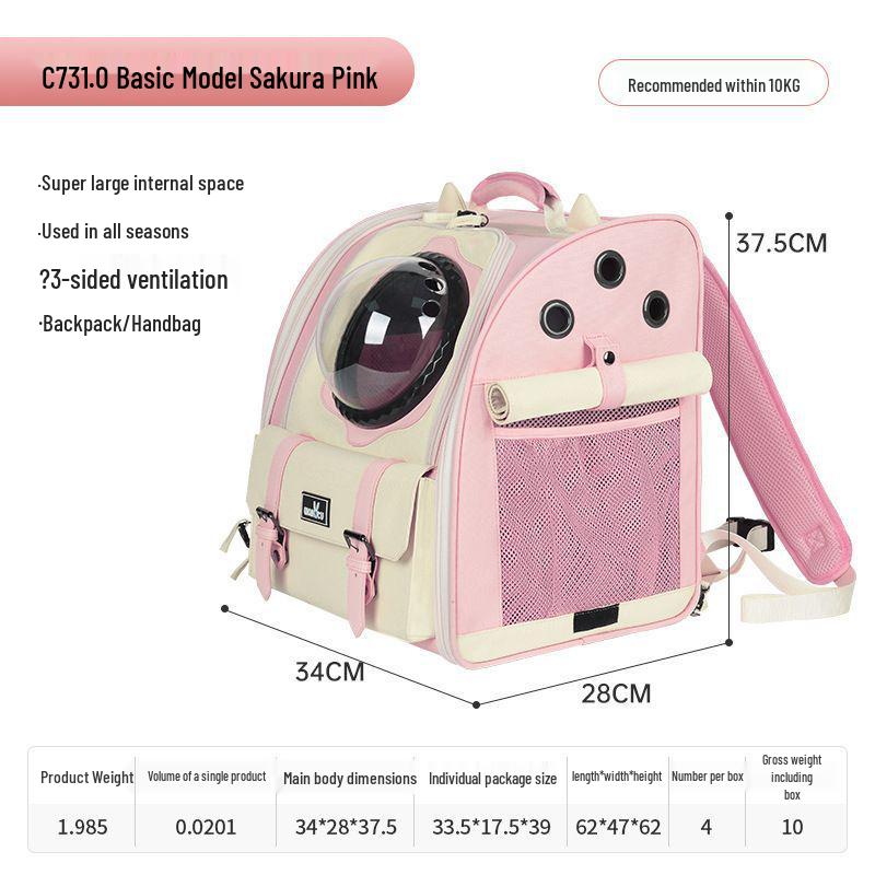 

Cute Cat & Dog Backpack with Trolley - Large Capacity Space Capsule for Outdoor Use