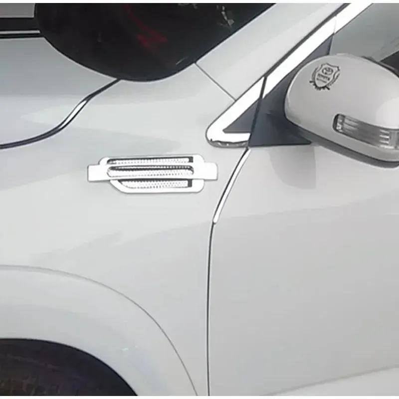 2PCS Universial Car Side Air Vent Fender Body Cover Outlet Intake Sticker Spoiler Grille Trim Exterior Accessories Black/Chrome