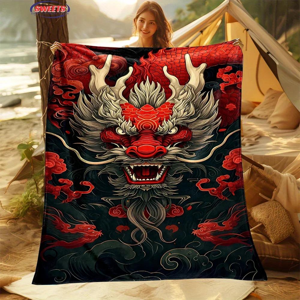 6 Size The Warm and Comfortable Dragon Soft Blanket, Suitable for Living Room,Room Sofa Available in All Seasons,Gift for Friend