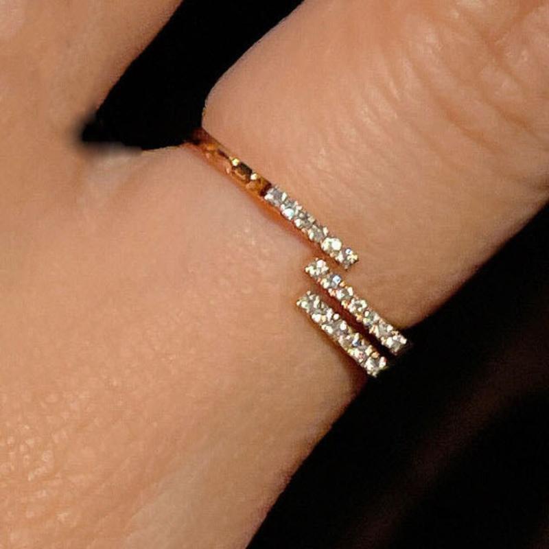 

New in Charm inlay Minimalist Wave Broken Diamond Ultra Fine rings for women Stacking Style ring Suitable for Daily Jewelry Gift resizable