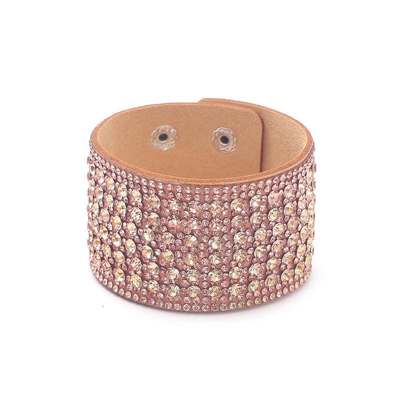 Bohemian Flannel Rhinestone Snap Button Wide Bracelet: Versatile Fashion Accessory