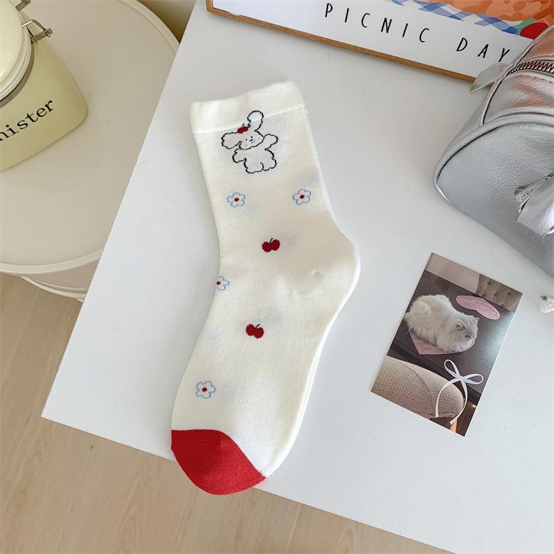 Женские весенне-летние милые мультяшные полосатые хлопковые носки-трубы разных цветов в стиле преппи 1 pair