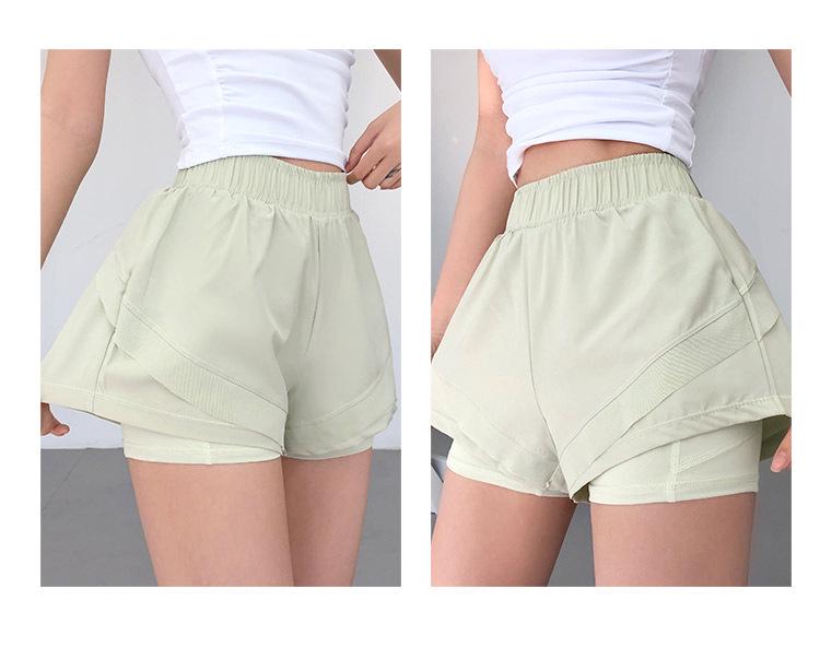 Women's Quick-Dry High-Waist Running Shorts, Anti-Exposure, Two-Piece Design.