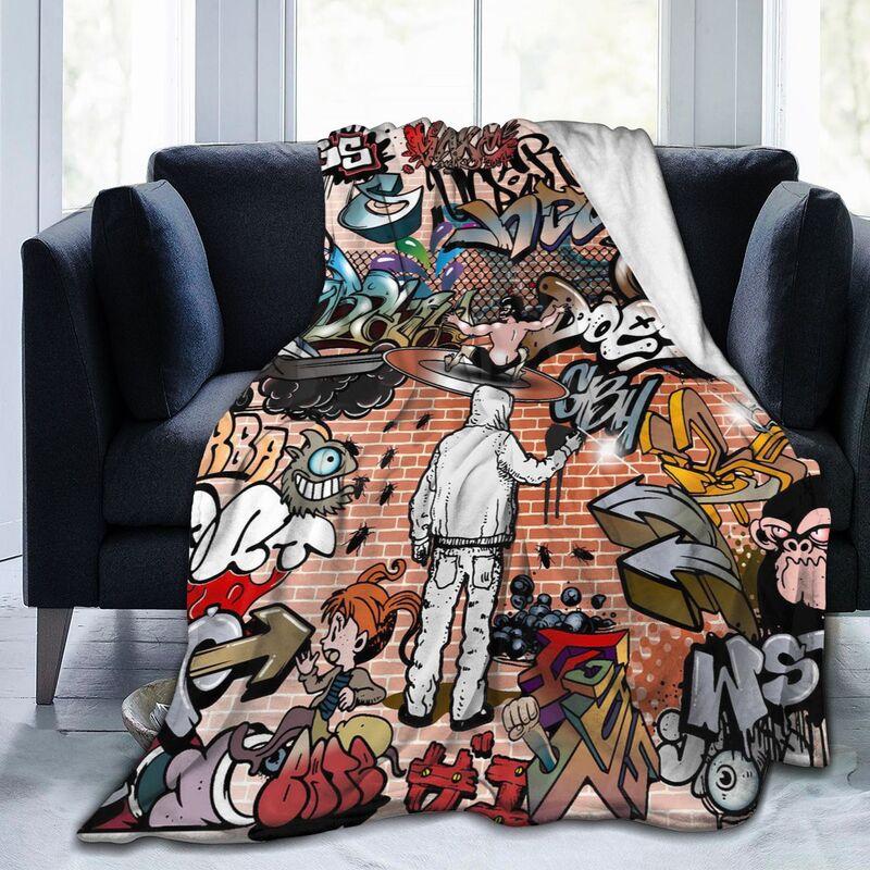 Textilien Unisex Coral Custom Hip Hop Graffiti Style Art Flannel Fleece Blanket Graffiti Doodle Soft Warm Cozy Fuzzy Throw Blanket For Bed Sofa Travel