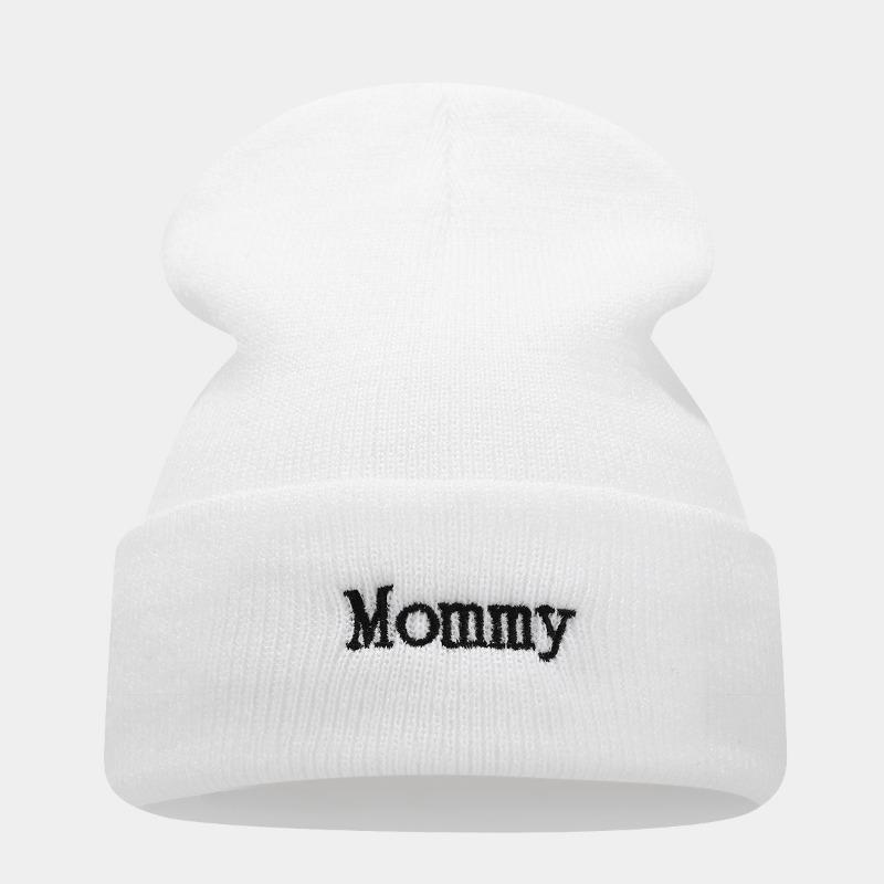 

Мама и Папа Вышивка Английского Алфавита Бесшовный Холодный Колпак Новая Мода Вязаная Защита Ушей Парный Колпак One Size