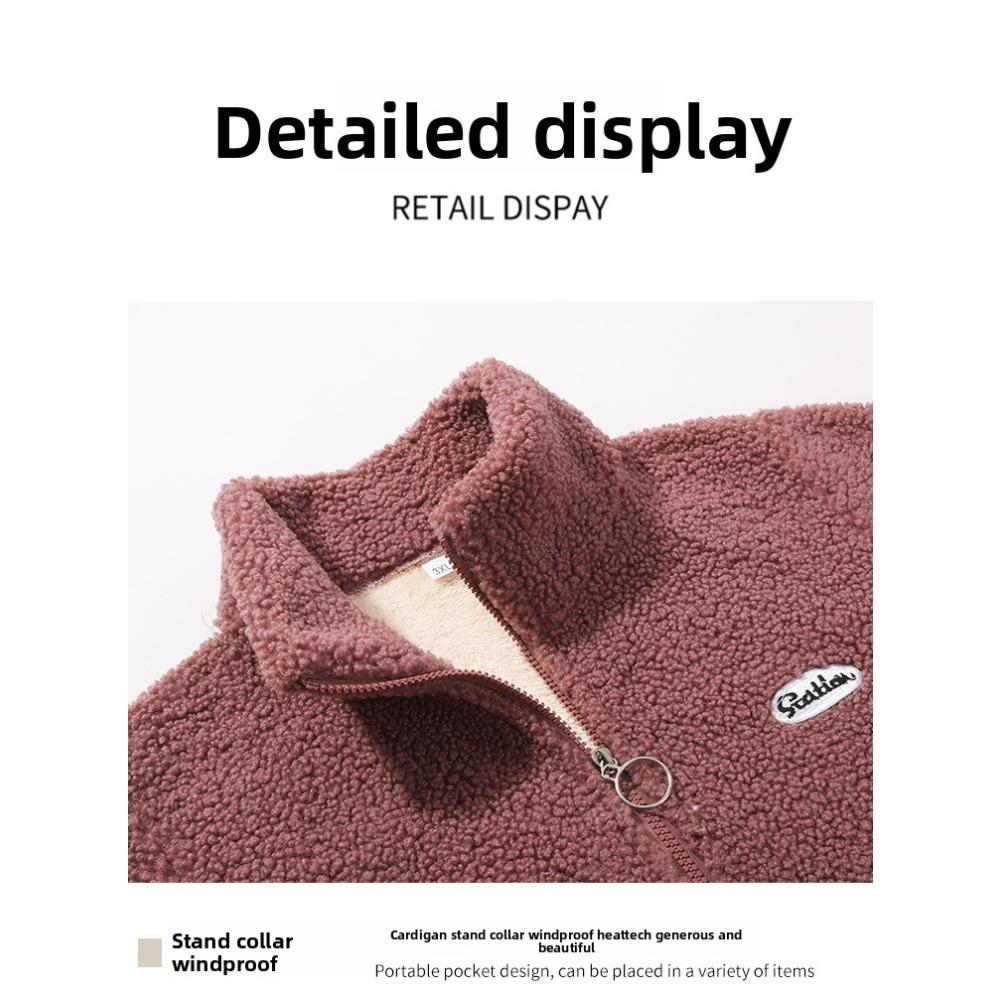 Autumn Winter Sherpa Fleece Warm Coat Women Sweatshirt Fleece Lined Thickened Fashion Fleece Top Jacket