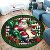 Cute Christmas Day Gift Bell Santa Claus Snowman Christmas Tree round rug Home Soft Decorative Anti slip Chair Mat Carpet Outdoor Floor Mat Carpet 91