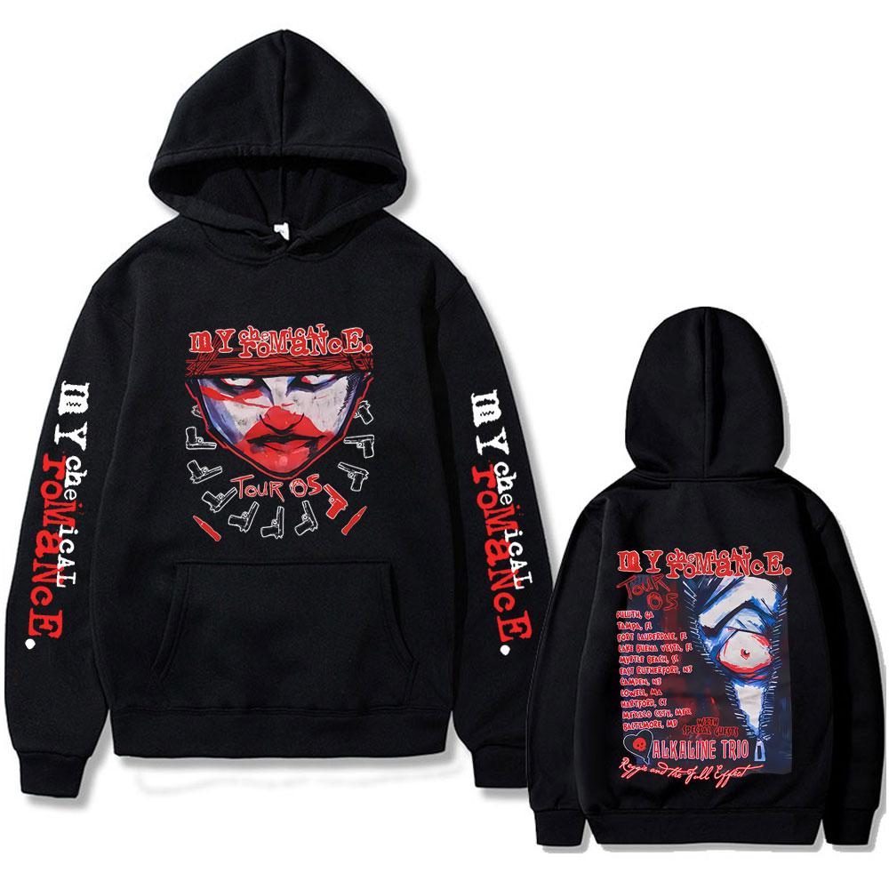90er Punkband My Chemical Romance Tour 2005 Hoodie Herren Damen Gothic Mode Street Übergroßer Pullover Männlich Fleece Baumwolle Kapuzenpullover