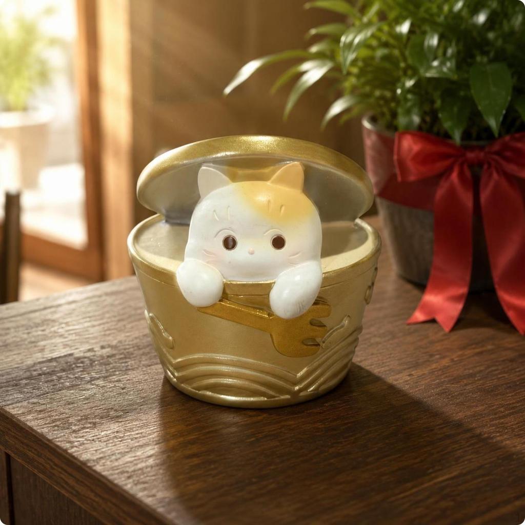Cat Can Ornament Toned Feline Mug Figurine Embossed Home Decor Item