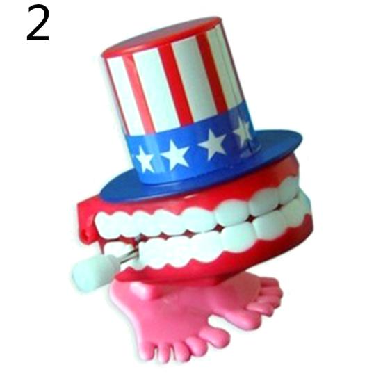 Funny Cartoon Teeth Denture Foot Wind Up Clockwork Educational Kids Spring Toy