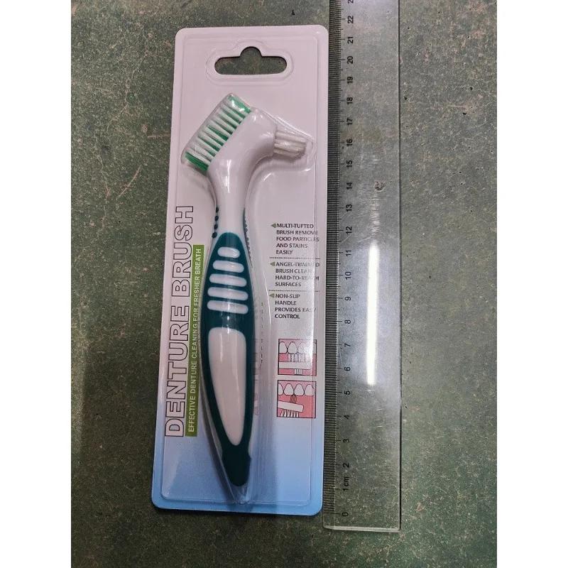 1Pc Denture Cleaning False Teeth Brush Dual Heads Gum Cleaner Oral Orthodontic Braces Descaling Handle Reusable Care Supplies