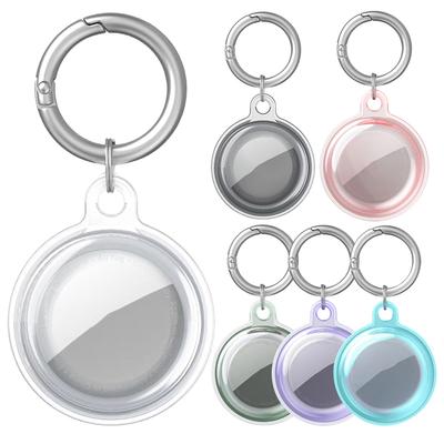 For Apple Airtag Cover TPU Protective Cover with Keychain (Transparent Blue)